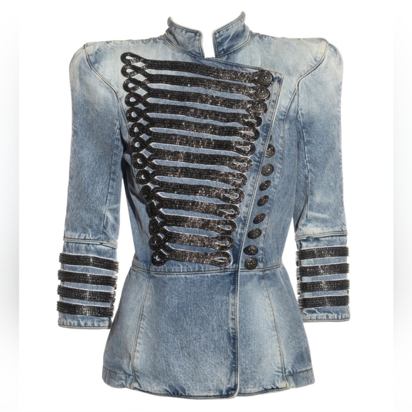 Balmain Jackets & Blazers - BALMAIN MOST WANTED ICONIC EMBELLISHED DENIM JACKET,36,RARE,COLLECTOR'S PIECE